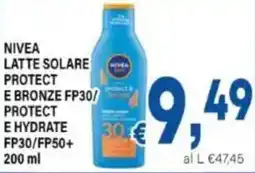 DEM Nivea latte solare protect e bronze fp30/ protect e hydrate fp30/fp50+ offerta
