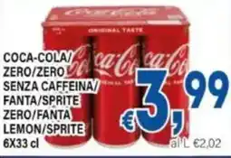 DEM Coca-cola zero/zero senza caffeina fanta/sprite zero/fanta lemon/sprite offerta