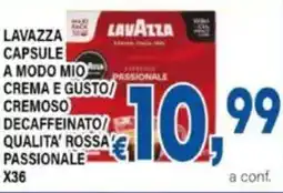 DEM Lavazza capsule a modo mio crema e gusto cremoso decaffeinato qualita' rossa passionale x36 offerta