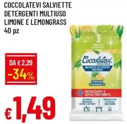 Galassia Coccolatevi salviette detergenti multiuso limone e lemongrass 40 pz offerta