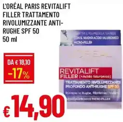 Galassia L'oréal paris revitalift filler trattamento rivolumizzante anti- rughe SPF 50 offerta