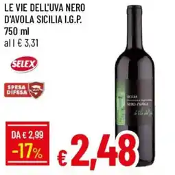 Galassia Le vie dell'uva nero d'avola sicilia I.G.P. offerta