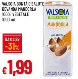 Galassia Valsoia bontà e salute bevanda mandorla 100% vegetale offerta