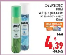 Conad SHAMPOO SECCO BATIST offerta