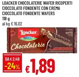 Galassia Loacker chocolaterie wafer ricoperti cioccolato fondente con crema cioccolato fondente wafers offerta
