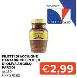 Mercatò Filetti di acciughe cantabriche in olio di oliva ANGELO PARODI offerta