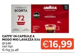 Mercatò Caffe' in capsule a modo mio LAVAZZA X72 offerta