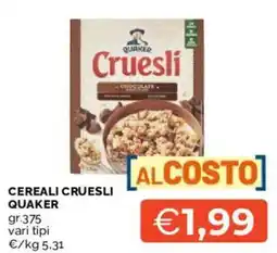 Mercatò Cereali cruesli QUAKER offerta