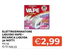 Mercatò Elettroemanatore liquido vape + ricarica liquida 30 notti offerta
