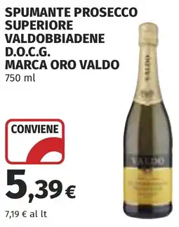 Coop Spumante prosecco superiore valdobbiadene D.O.C.G. MARCA ORO VALDO offerta