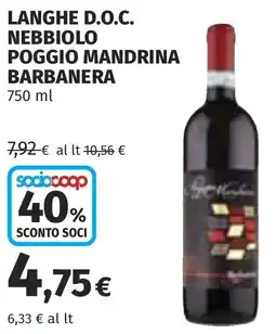 Coop Langhe d.o.c. nebbiolo poggio mandrina BARBANERA offerta