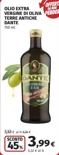 Coop Olio extra vergine di oliva terre antiche DANTE offerta