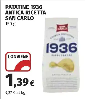 Coop Patatine 1936 antica ricetta SAN CARLO offerta