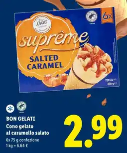 Lidl BON GELATI Cono gelato al caramello salato offerta