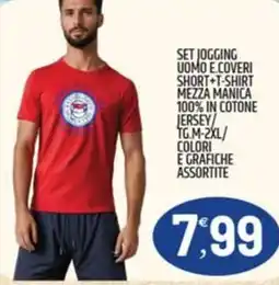 Ard Discount Set jogging uomo e. coveri short+t-shirt mezza manica 100% in cotone jersey offerta