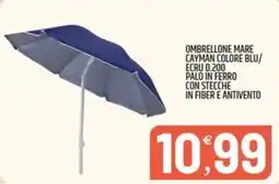Ard Discount Ombrellone mare cayman colore blu/ ecru d.200 palo in ferro con stecche in fiber e antivento offerta
