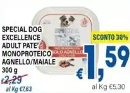 DEM Special dog excellence adult pate monoproteico agnello/maiale offerta