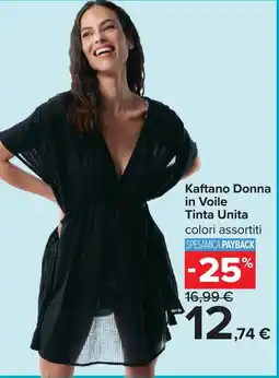 Carrefour Kaftano Donna in Voile Tinta Unita offerta