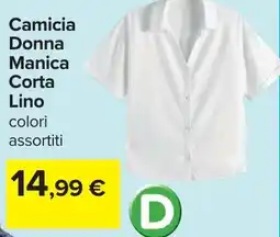 Carrefour Camicia Donna Manica Corta Lino offerta