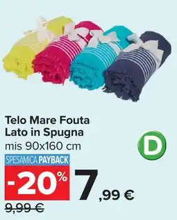 Carrefour Telo Mare Fouta Lato in Spugna offerta