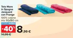 Carrefour Telo Mare in Spugna Jacquard con Frange offerta