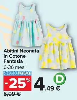 Carrefour Abitini Neonata in Cotone Fantasia offerta