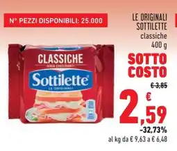 Conad LE ORIGINALI SOTTILETTE classiche 400 g offerta