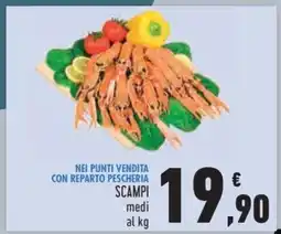 Conad SCAMPI medi al kg offerta