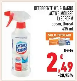 Conad Detergente WC & Bagno Active Mousse Lysoform offerta