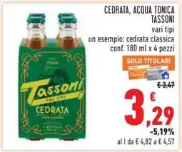 Conad CEDRATA, ACQUA TONICA TASSONI offerta