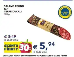 Esselunga Salame Felino IGP Terre Ducali offerta
