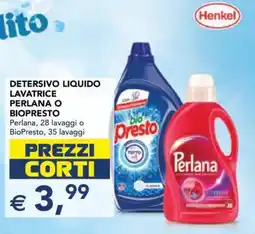 Esselunga DETERSIVO LIQUIDO LAVATRICE PERLANA O BIOPRESTO offerta