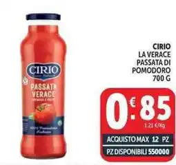 Deco Supermercati Cirio la verace passata di pomodoro offerta