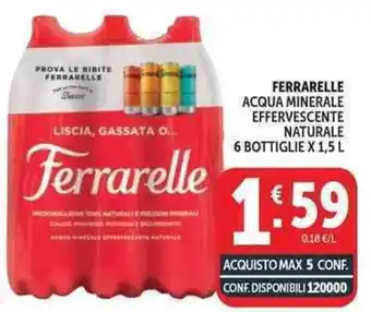 Deco Supermercati Ferrarelle acqua minerale effervescente naturale offerta