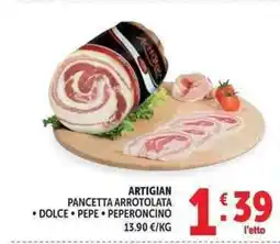 Deco Supermercati Artigian pancetta arrotolata, dolce, pepe, peperoncino offerta