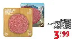 Deco Supermercati Hamburger marchigiana, manzetta d'abruzzo, romagnola, scottona bio offerta