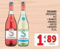 Deco Supermercati Solegro frizzante igt, bianco, rosato offerta