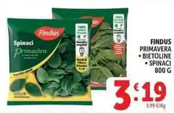 Deco Supermercati Findus primavera bietoline, spinaci offerta