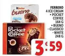 Deco Supermercati Ferrero 4 ice cream, pocket coffee, bueno offerta