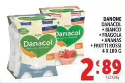 Deco Supermercati Danone danacol bianco, fragola, ananas, frutti rossi offerta