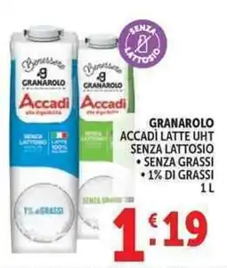 Deco Supermercati Granarolo accadì latte uht senza lattosio offerta