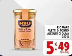 Deco Supermercati Rio mare filetti di tonno all'olio di oliva offerta