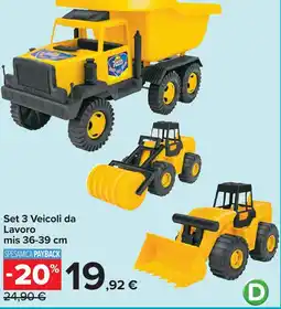 Carrefour Set 3 Veicoli da Lavoro mis 36-39 cm offerta