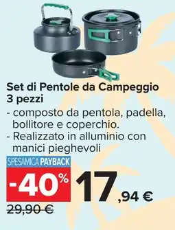 Carrefour Set di Pentole da Campeggio 3 pezzi offerta