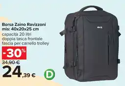 Carrefour Borsa Zaino Ravizzoni mis: 40x20x25 cm offerta