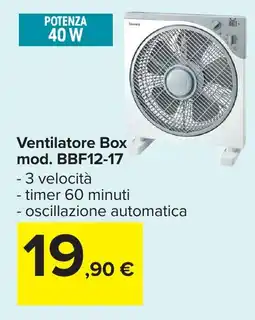 Carrefour Ventilatore Box mod. BBF12-17 offerta