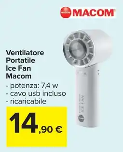 Carrefour Ventilatore Portatile Ice Fan Macom offerta