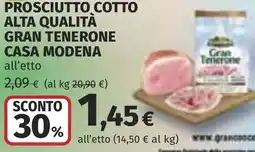 Coop Prosciutto cotto gran tenerone CASA MODENA offerta