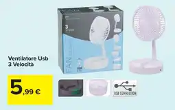 Carrefour Ventilatore Usb 3 Velocità offerta