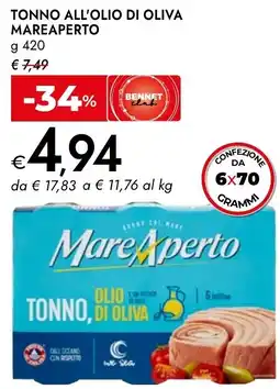Bennet Tonno all'olio di oliva MAREAPERTO offerta